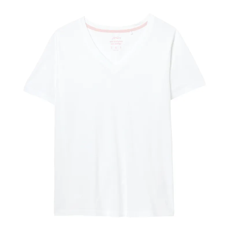 Joules Emily V Neck T-Shirt - White